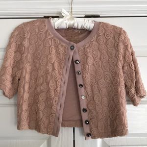 Blush crop top with rosettes